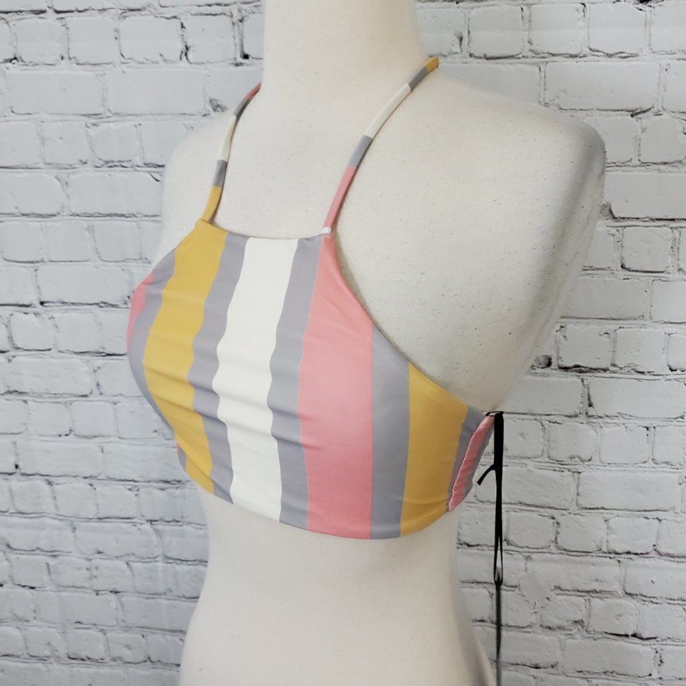 House of Harlow 1960 Saros Bikini Tank Top XS NWT White Pink Yellow Stripe - Picture 5 of 8